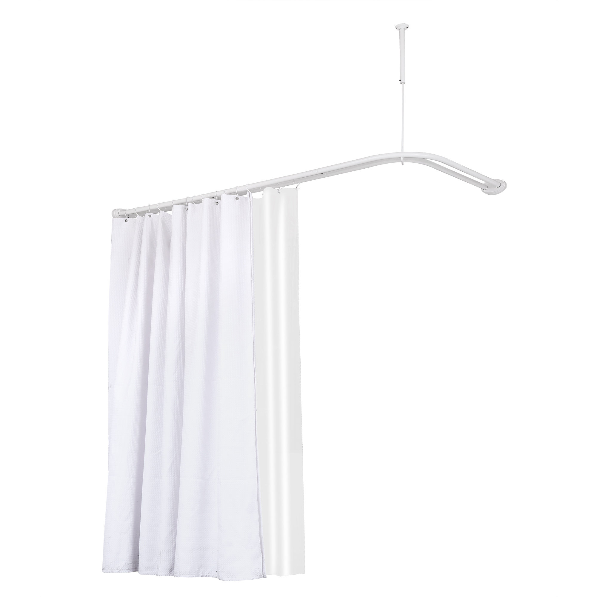 Utopia Alley Rustproof Aluminum Double L Shaped Shower Curtain Rod 72